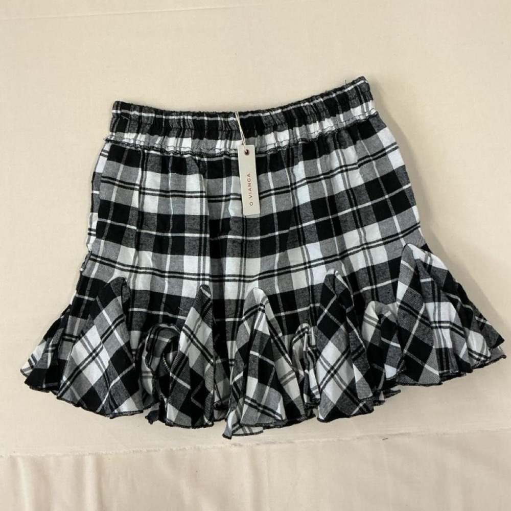 Brand new with tags O.Vianca plaid ruffle mini skirt